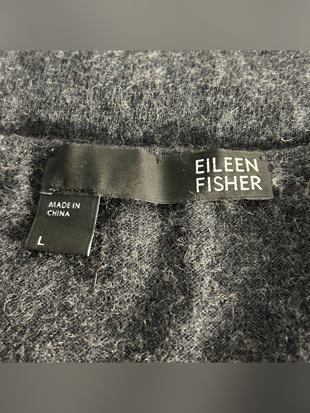 Eileen Fisher L large Sequin tank top Organic Cotton cashmere mix gray sweater - Picture 2 of 16